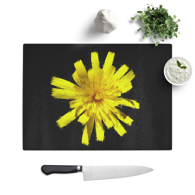 Yellow Flower Painting Chopping Board, 0.4cm H x 20cm W x 28.5cm L