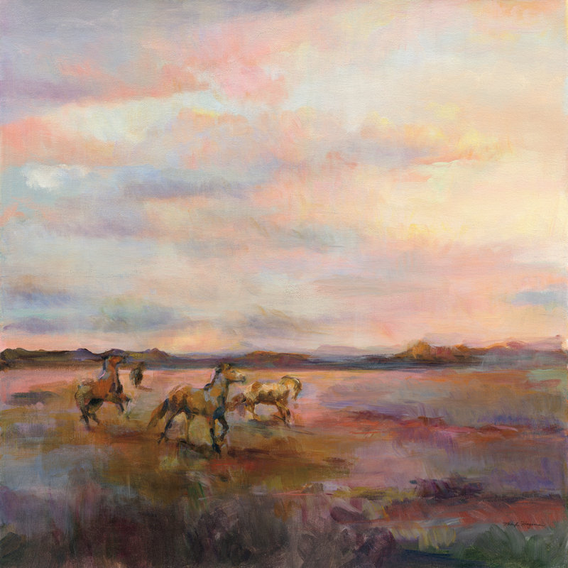 Mustangs Under Big Sky by Marilyn Hageman - Wrapped Canvas Painting, 122cm H x 122cm W