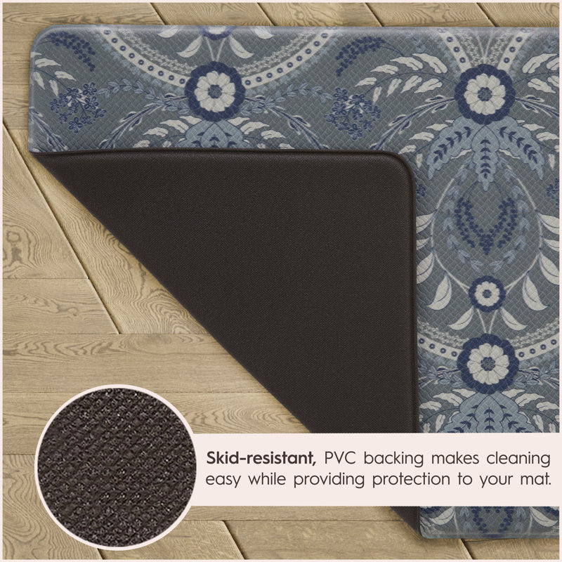 Blue Damask PVC Anti-Fatigue Wellness Mat