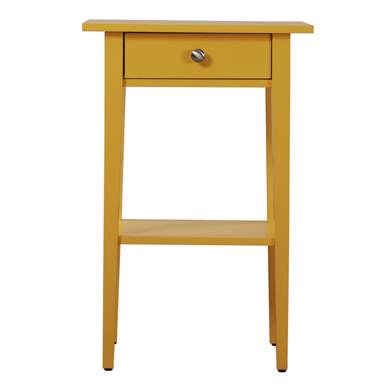 Table de chevet contemporaine jaune - ajoute du style, avec tiroir de rangement moderne pour matériaux durables, inclus