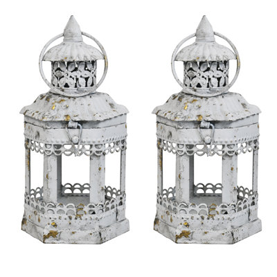 Vintage Candle Lanterns, Farmhouse Candle Holders ,Set of 2 