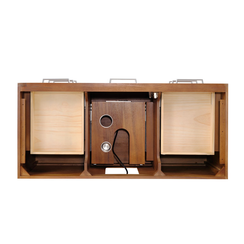 Markham 48'' W Single Vanity, Midnight Black, Satin Brass, Carara Marble