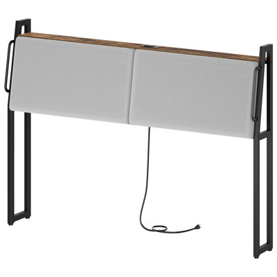 Luvender Upholstered Headboards with Charging Station and open storage shelf