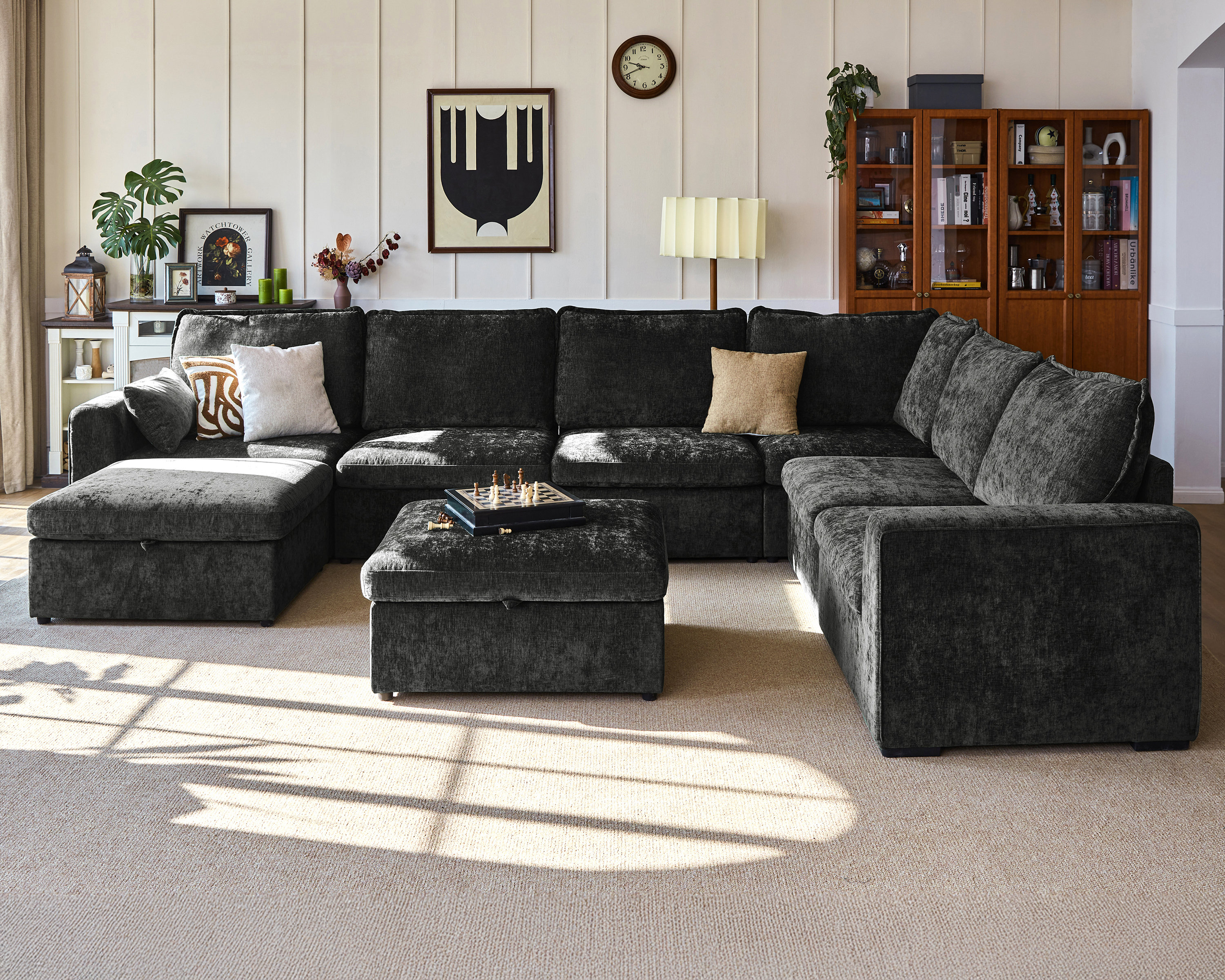 Mercer41 8-seater Oversized Modular Sofa Comfy Cloud Couch With Storage, Chenille Deep Convertible Sectional Sleeper Sofa Bed, Pet Friendly Covers Washable With 2 Ottomans | Wayfair