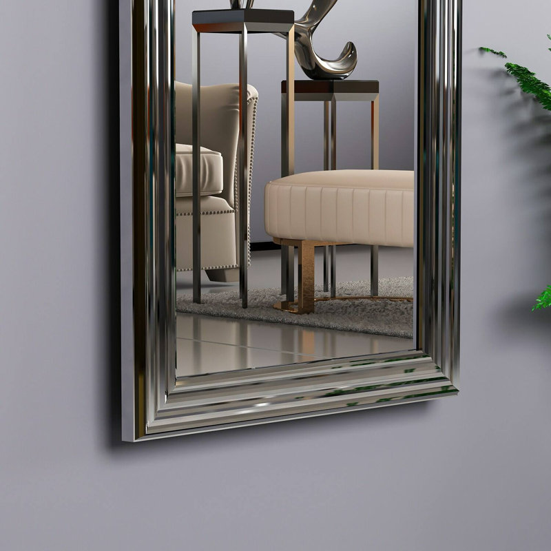Bufard Manufactured Wood Framed Wall in Silver, Silver, 105cm x 3cm