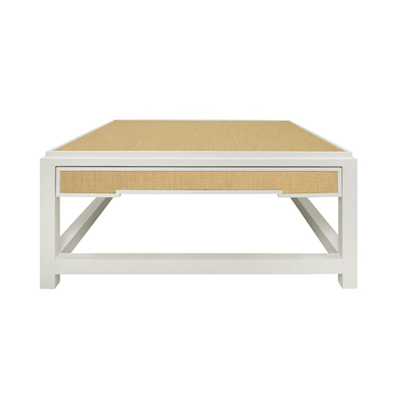 Table basse à deux tiroirs cachés, Beige / Blanc