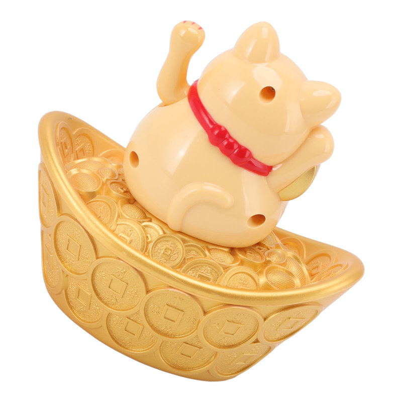 Ornement en forme de chat solaire chanceux Wealth Welcome Waving Hand Fortune Statue for Home Car Dashboard Decor MLY23028 Blessing Bag Yellow