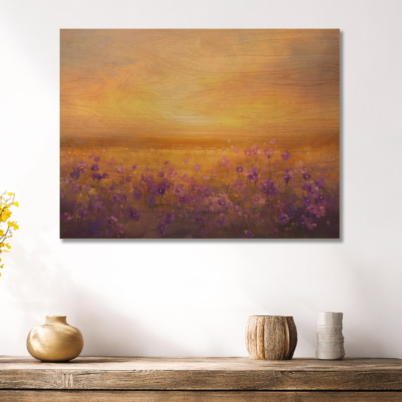 Muldowney I - art mural floral en bois, H 24 po x l 32 po, Rectangulaire