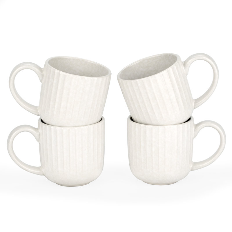  Ensemble de grandes tasses en grès 4 pièces Starlight, Blanc mat