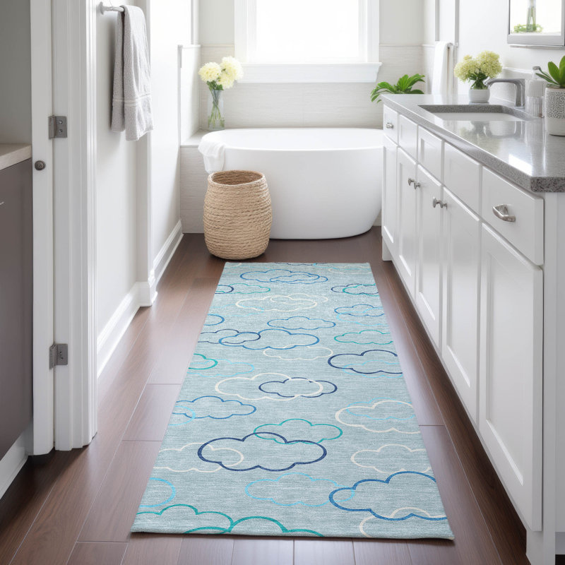 Machine Washable Indoor/Outdoor Chantille ACN2508 Kids Rug, Runner 2'3" x 7'6", Sky