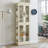 Movable Partition Cabinet With Illuminated Display, Antique White Sophisticated Display Shelf Quiet Door Closure,