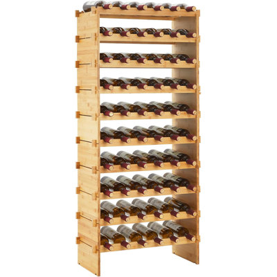 Solid Wood Floor Wine Bottle Rack Brown