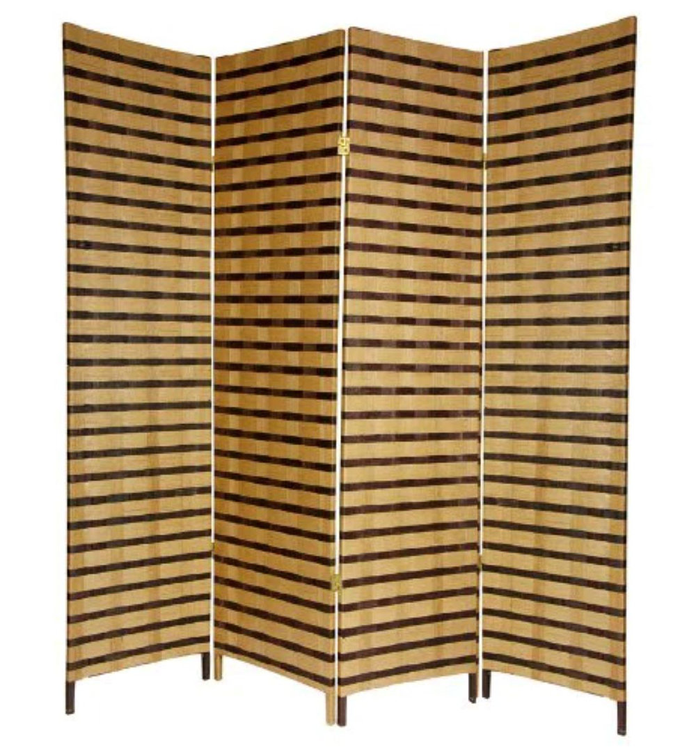 6 ft. Tall Two Tone Natural Fiber Room Divider Oriental Furniture Number of