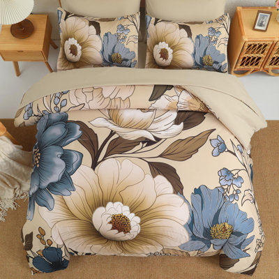 7-Piece Boho Floral Comforter Set, Lightweight All-Season Bedding Set with Sheets, Pillowcases & Shams