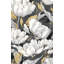 Papier peint à fleurs blanches Papier peint floral gris et or à peler et coller