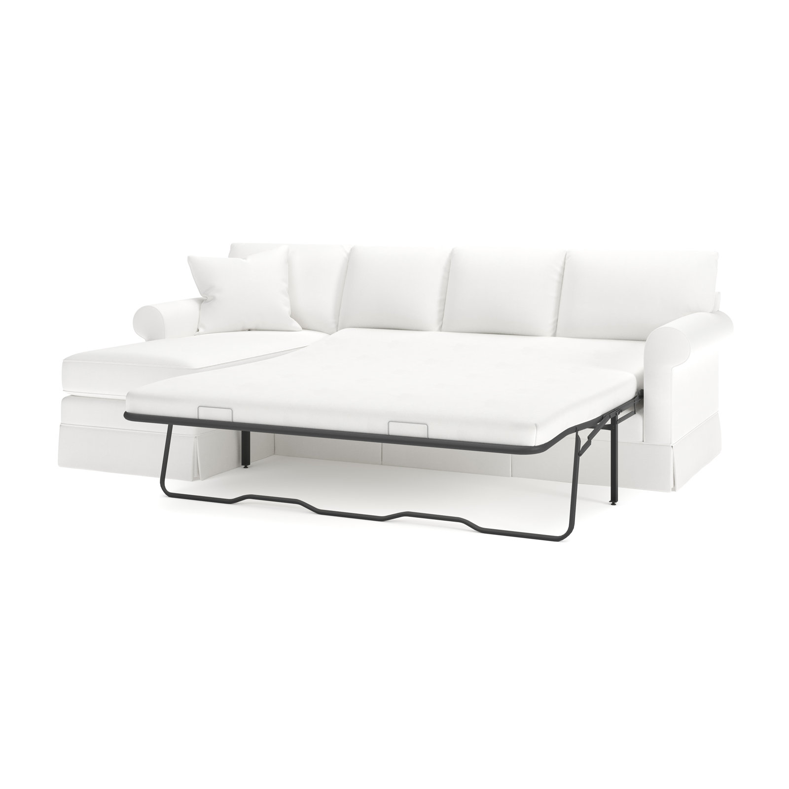 Friedman Sleeper Sectional with Chaise, Bayou Off White Canvas, Left Hand Facing