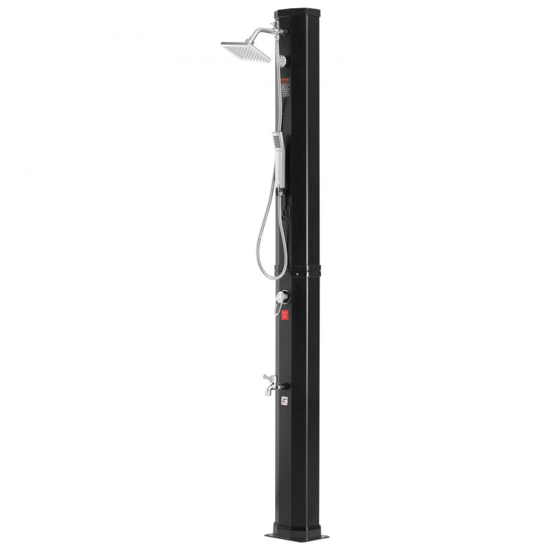Black Solar Heated Outdoor Shower with UV-Resistant Tank