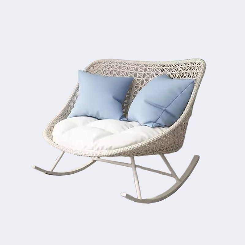 Chaise berçante décontractée simple et moderne, Blanc, Blanc cassé
