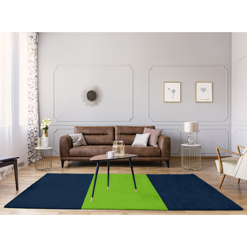 Tapis bleu/vert rayé, Rectangle 8 pi x 10 pi