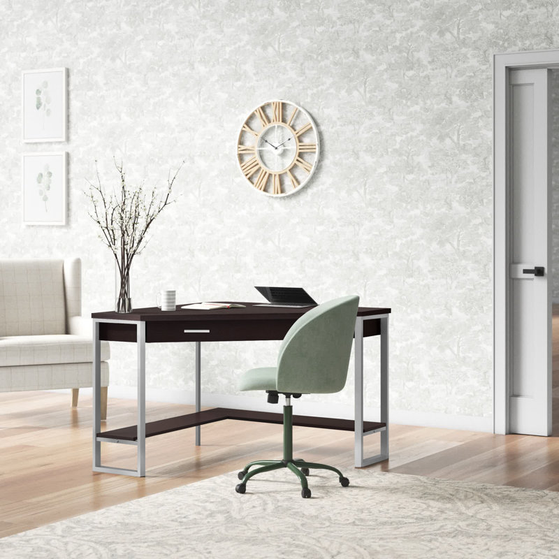 Bureau d'ordinateur Huggard, Cappuccino / Argent