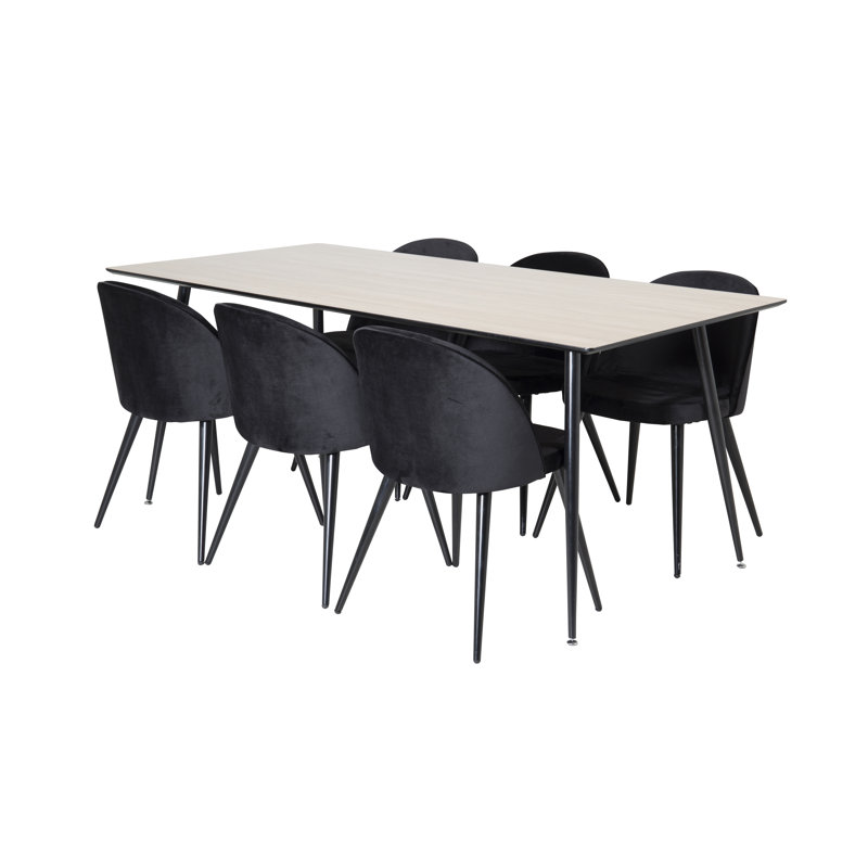 Gammons 6 - Person Dining Set, Nature, Black
