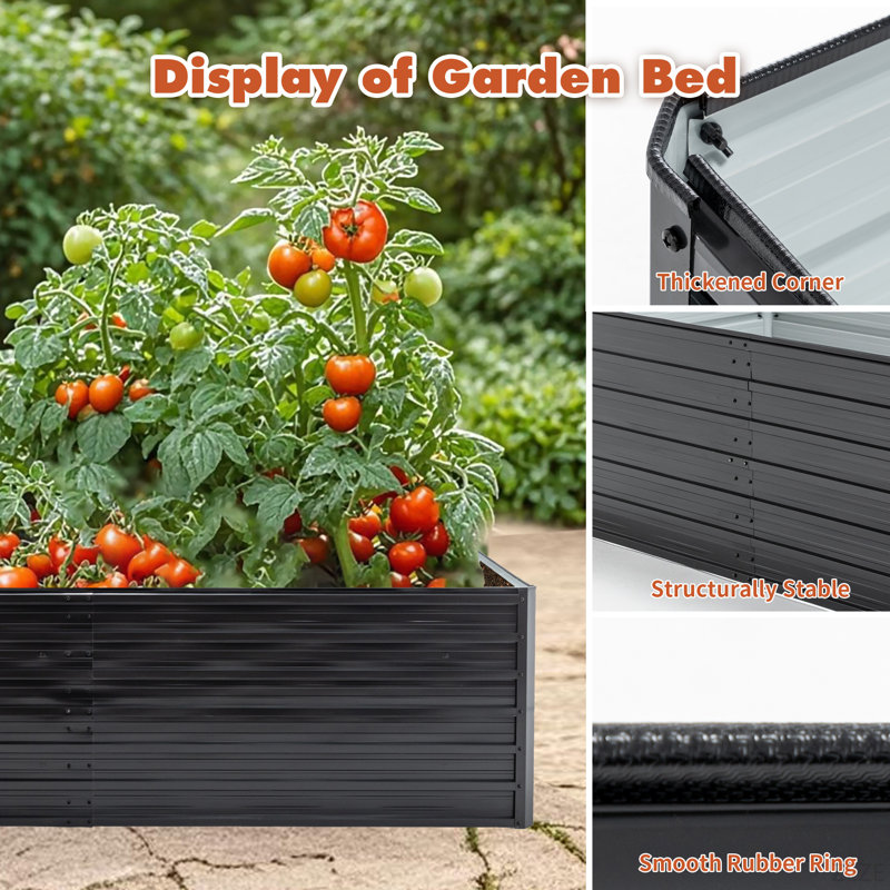 2-Pack 6X3x2 FT Galvanized Metal Raised Garden Beds, Reinforced Rustproof Colored Steel Planter Boxes For Vegetables, Flowers, Herbs And Succulents Outdoor