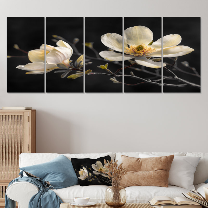 «Rodriguez - Magnolias», ensemble d'art sur toile, H 32 po x l 80 po