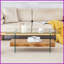 Table basse 43,3 pouces à double couche en verre trempé - capacité de 250 lb, extensible Facile à nettoyer pour le salon-121048639