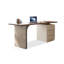Bureau rectangulaire blanc en bois massif et manufacturé avec 3 tiroirs-109580540