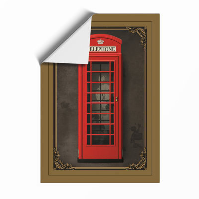 British Telephone Box Vintage - Framed Print