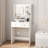 34" W Vanity Desk Set With Led Lighted Mirror & Power Outlet, Makeup Table Top with 3 Open Bookcases, 2 Drawers, Dresser Table for Bedroom, Checkroom-510542028