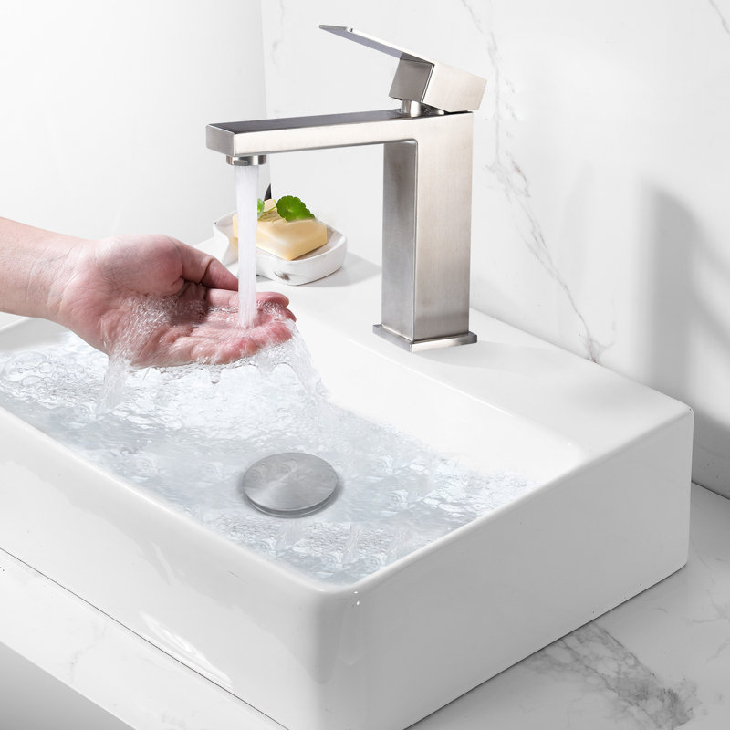 Bathroom Sink Stainless Steel Pop Up Drain Without Overflow(1 Pcs), Brushed Nickel