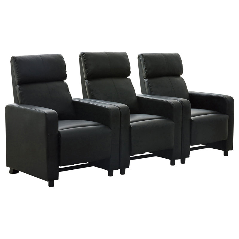 Warren Black Upholstered 3-Seater Home Theatre