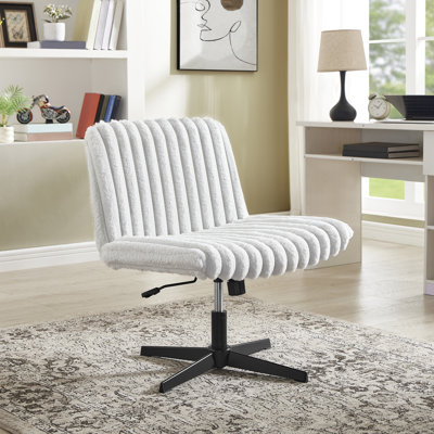Blynn Adjustable Swivel Criss Cross Chair, Wide Seat Office Chair Vanity Chair