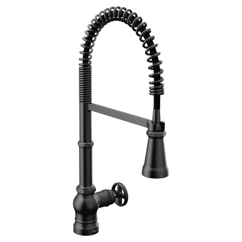 Paterson Spring Pull Down Single Handle Kitchen Faucet with Accessories and with Power Boost, Matte Black