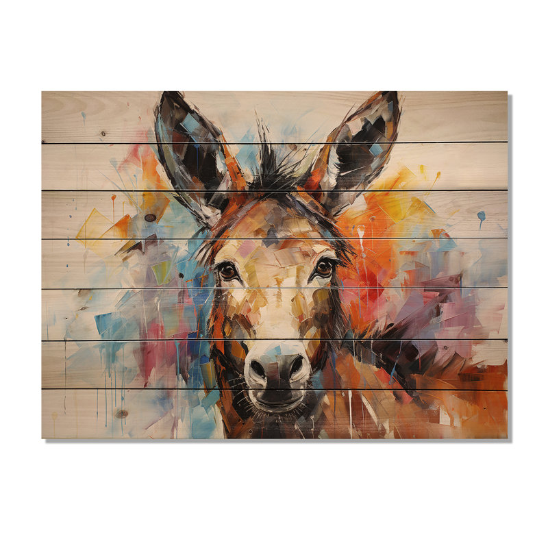 Abstrait âne abstrait - impression sur bois, H 34 po x l 44 po x P 0,78 po