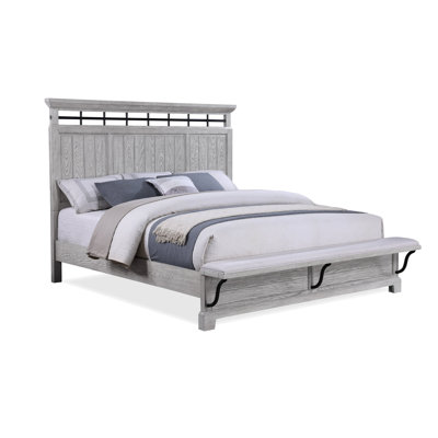 Beckett Rustic Gray King Footboard Bench Panel Bed