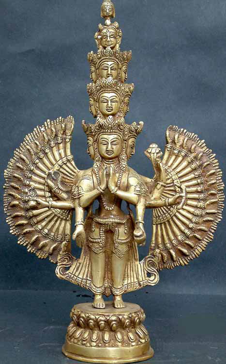 Divinité bouddhiste tibétaine à onze têtes Avalokiteshwara