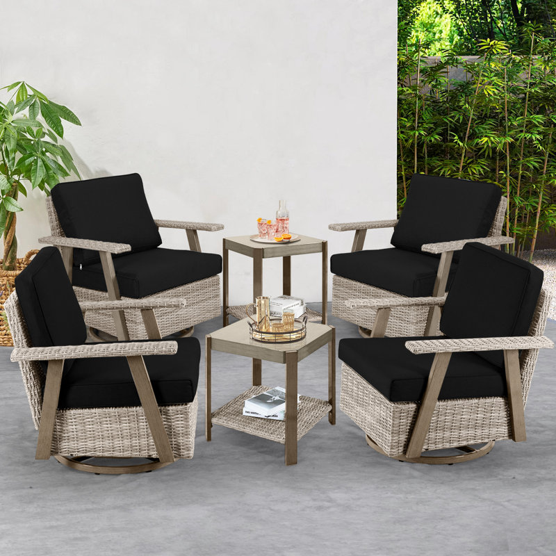 Fauteuil de patio 6 pièces 6 pièces, Noir