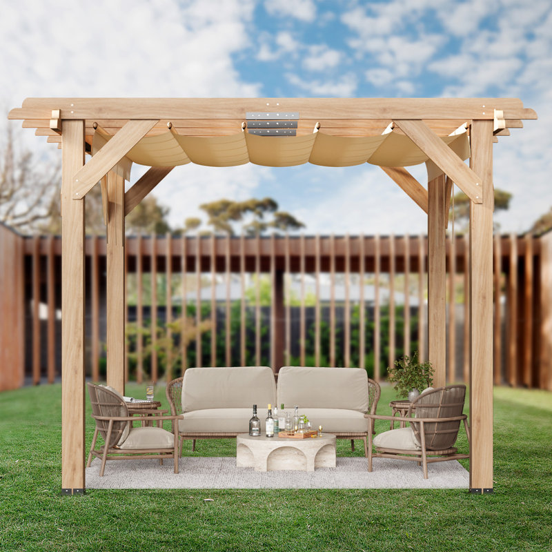 Versatile 10X12ft Wooden Gazebo, Heavy Duty Gazebo, Carport, Garage Made Of Fir, Carport With Canvas Roof And Wooden Frame For Parking Vehicles, Outdoor Gazebo, Wooden Gazebo, Custom Durable, Simple And Elegant Design, Placed On Terrace, Garden, Backyard,
