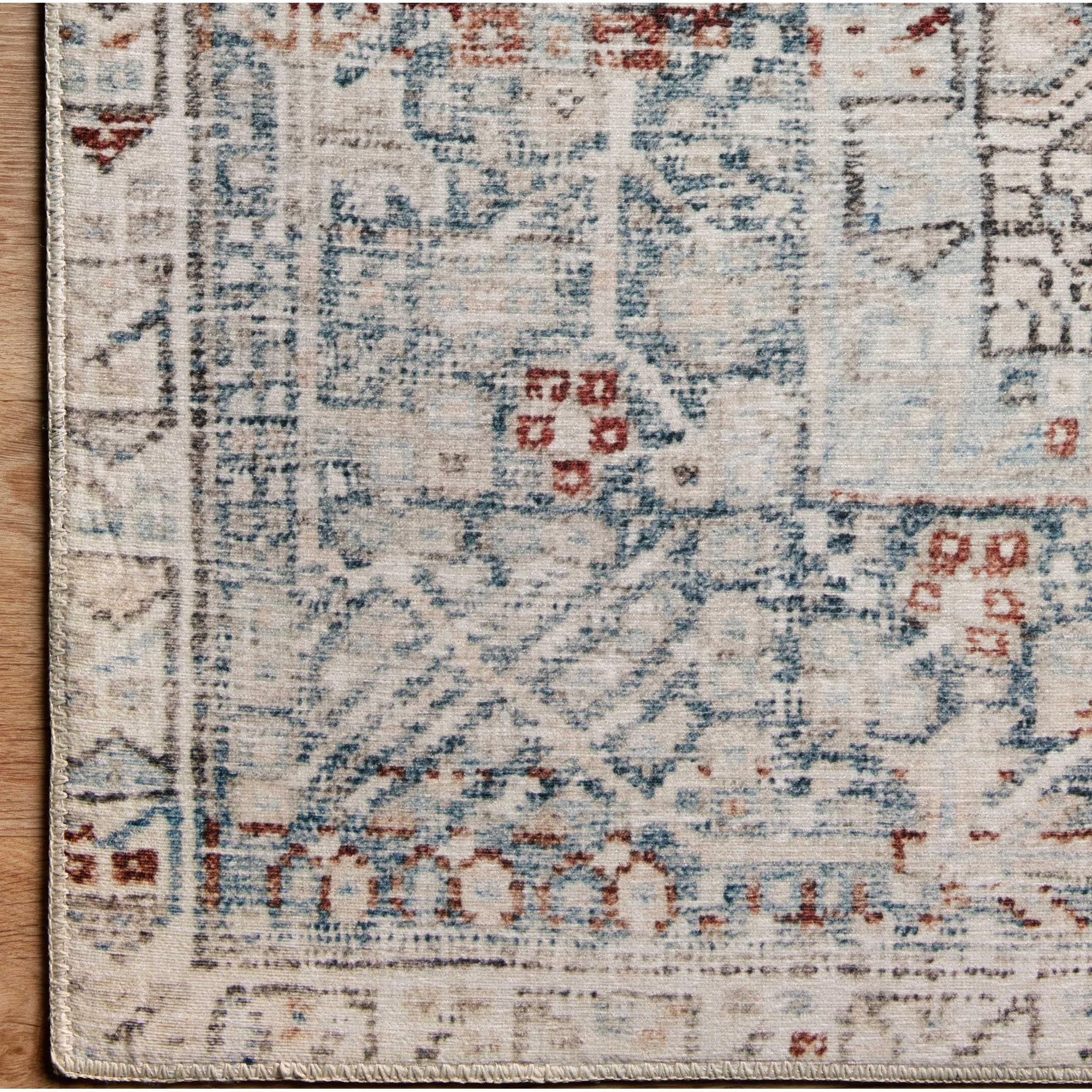 Chris Loves Julia x Loloi Jules Oriental Natural/Ocean Area Rug, Rectangle 2'3" x 3'9"