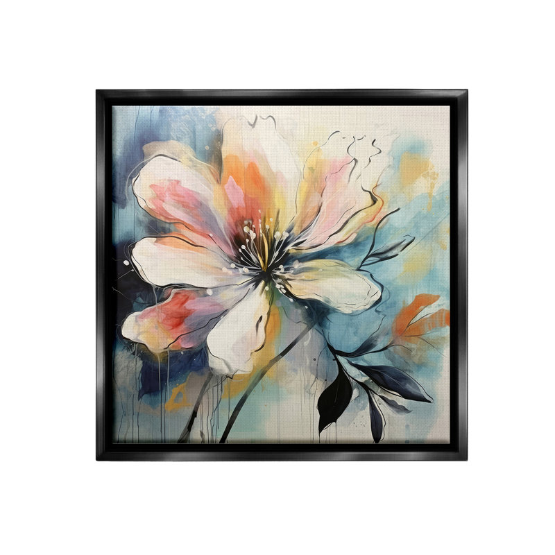 «Modern Pink Blossom Floater Frame» par Lazar Studio sur, H 18 po x l 18 po, Cadre flottant noir de jais