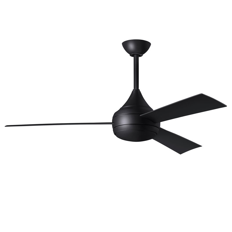 Donaire LED Outdoor Downrod Ceiling Fan, Matte Black, Matte Black