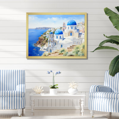 «Blue and White Greek Isles Village III - Grèce», art mural