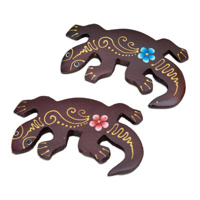 The Holiday Aisle® Handmade Paradisial Lizards Wood Magnets