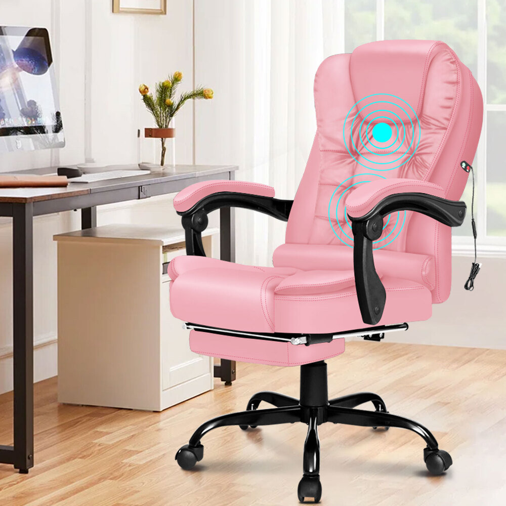 Office Chair Massage Executive Recliner Footrest Swivel Gaming