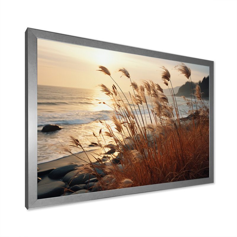 " Beach Breeze At Sunset III ", 24" H x 32" W x 1" D, Silver Picture Framed