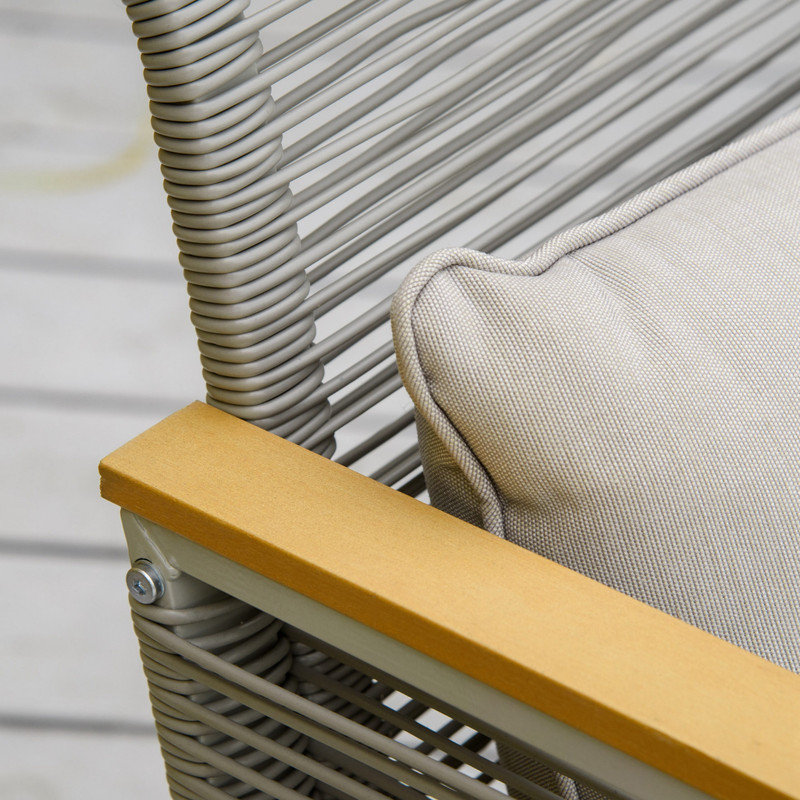 4 Piece Rattan Garden Furniture Set Grey Outdoor Patio Seating with Cushions for Backyard Porch Balcony