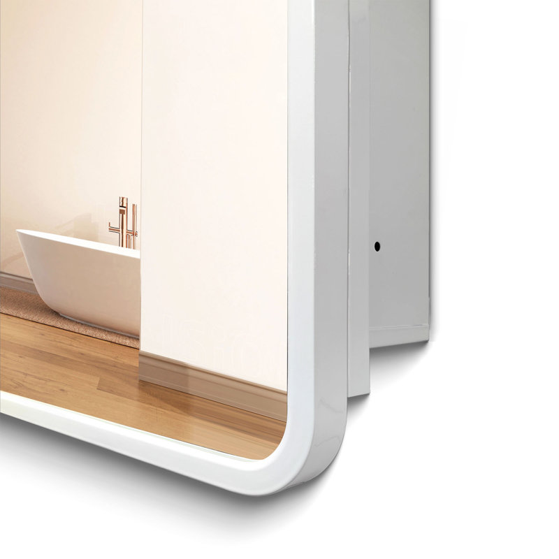 24X32 Inch  Metal Framed Wall Mount Or Recessed Bathroom Medicine Cabinet With Mirror, White
