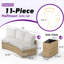 Ensemble de conversation avec canapé en rotin 11 pièces avec coussins et tables d'appoint Leiny, beige-640840226